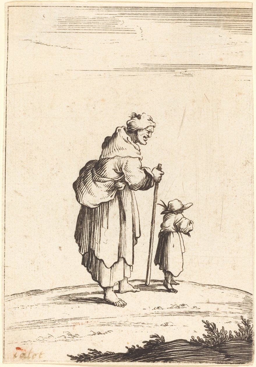 Mendiga y Niño de After Jacques Callot