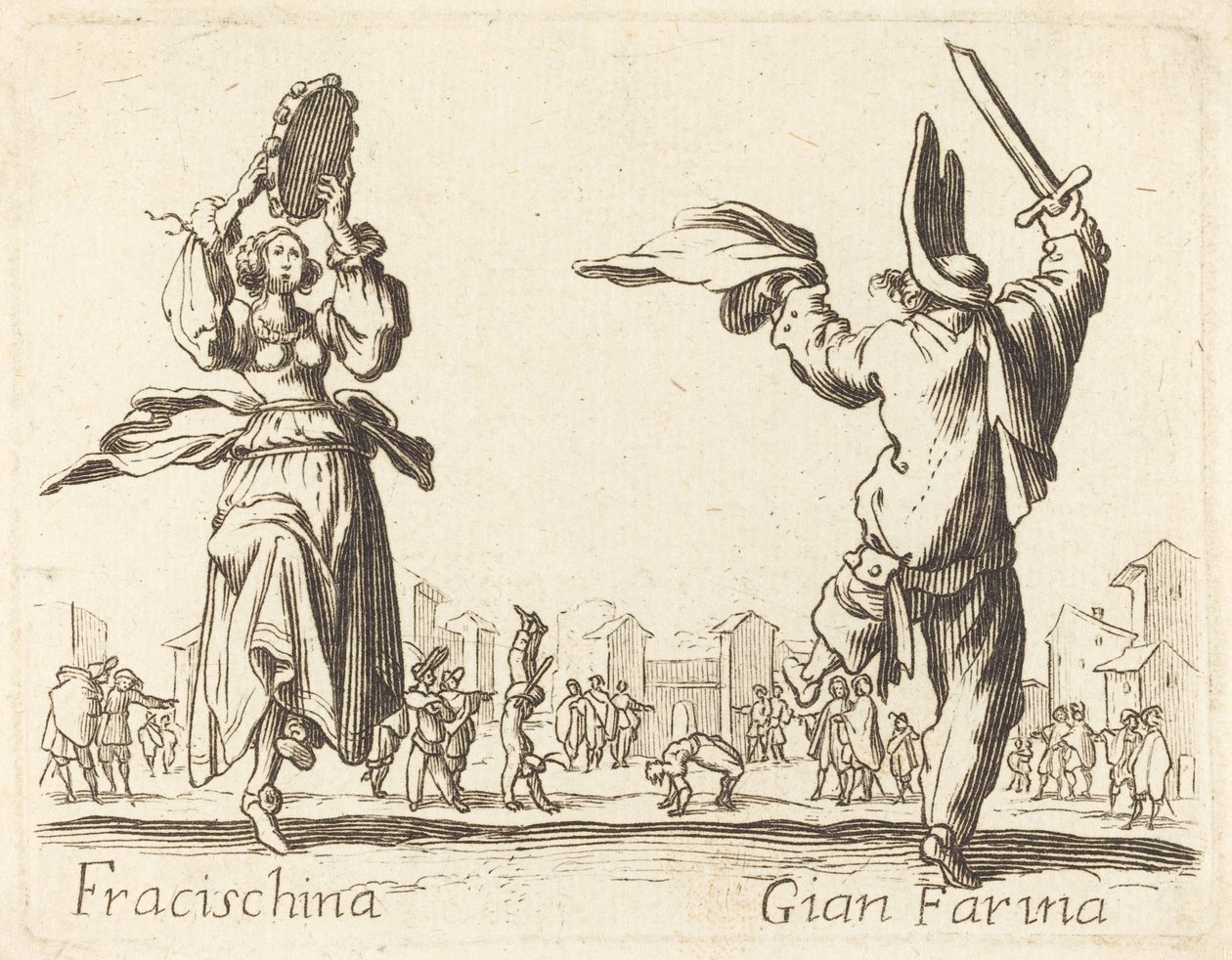 Fracischina y Gian Farina de After Jacques Callot