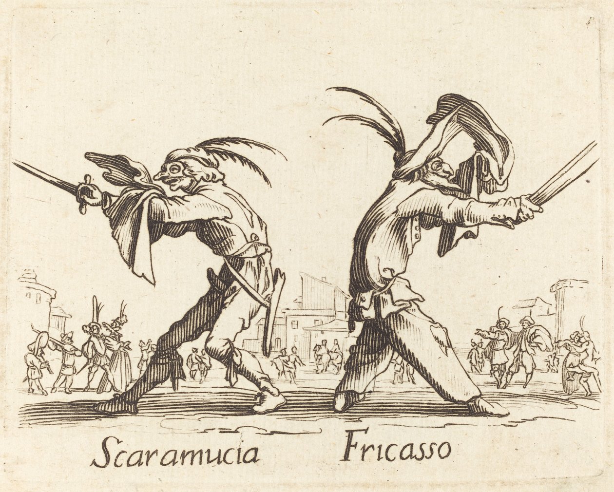 Scaramucia y Fricasso de After Jacques Callot