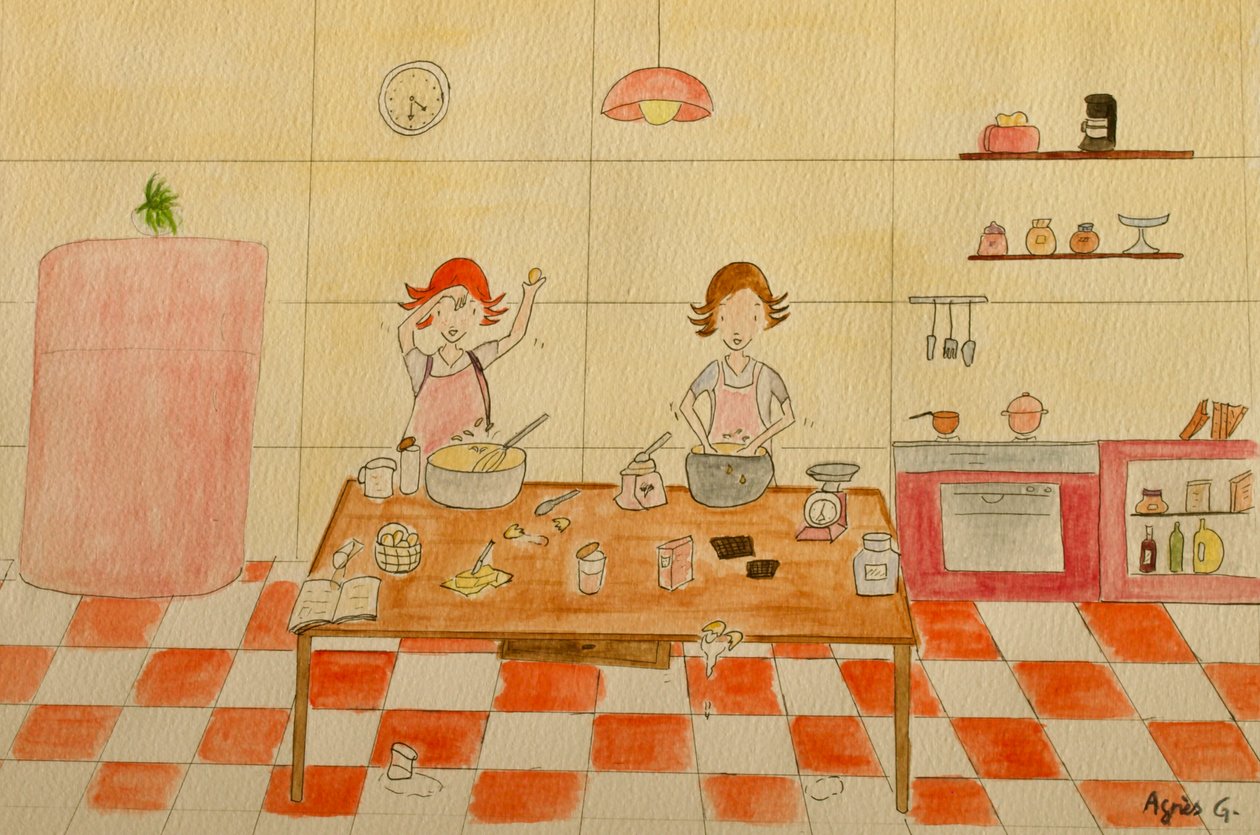 El viaje, cocina, 2015 , acuarela sobre papel de Agnes Girardon