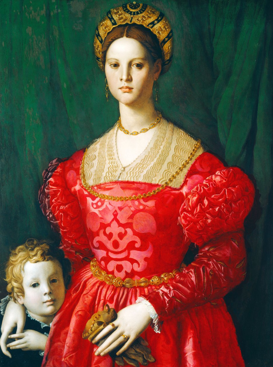 Una joven y su pequeño hijo de Agnolo Bronzino