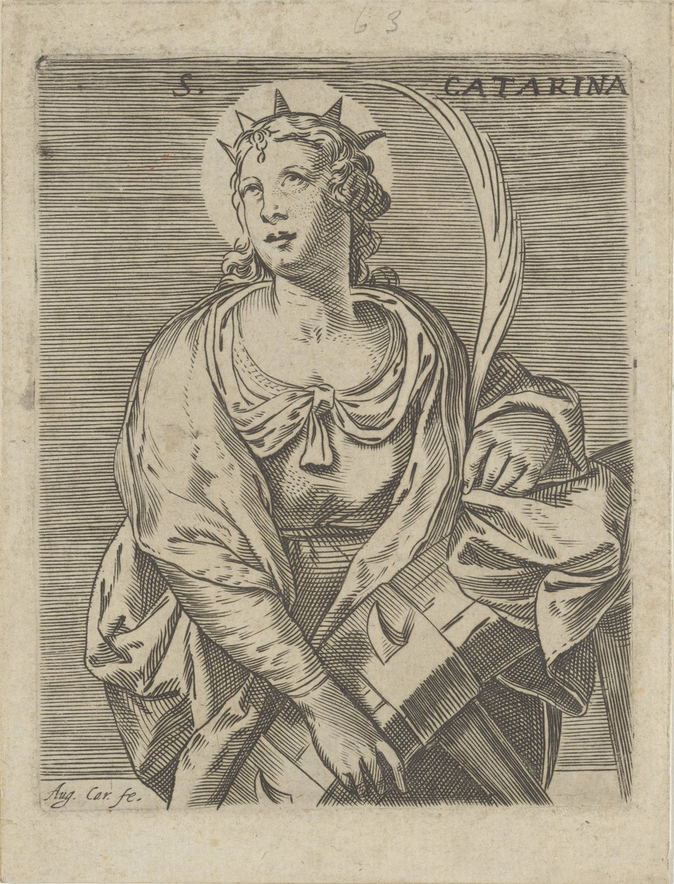 Catalina de Alejandría S. Catarina (título sobre objeto) de Agostino Carracci