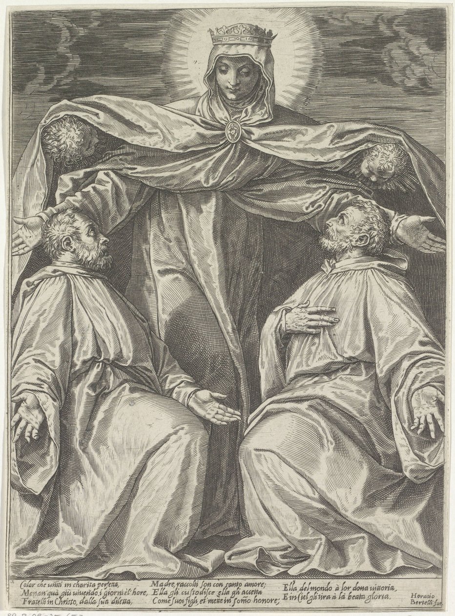 María protege a los miembros de una hermandad de Agostino Carracci