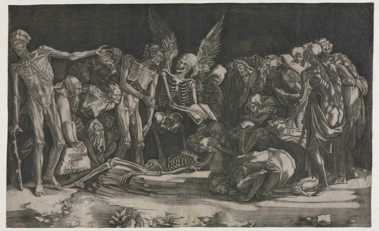 Alegoría de la muerte y la fama, 1518 de Agostino Musi