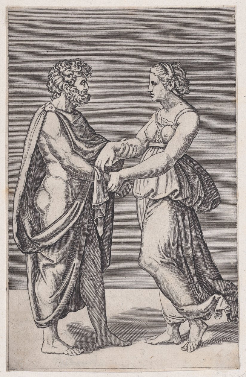 Hombre y Mujer Tomados de la Mano, 1516-17 de Agostino Veneziano