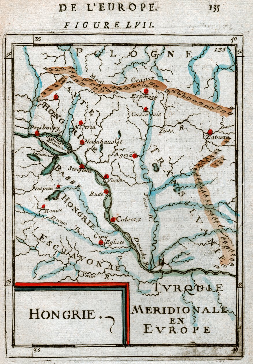 Mapa de Hungría 1683 de Alain Manesson Mallet