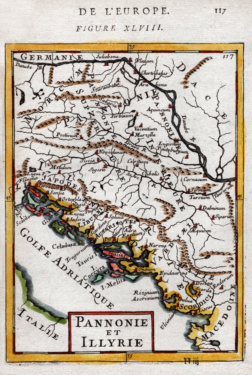 Mapa de Hungría y los Balcanes 1683 de Alain Manesson Mallet
