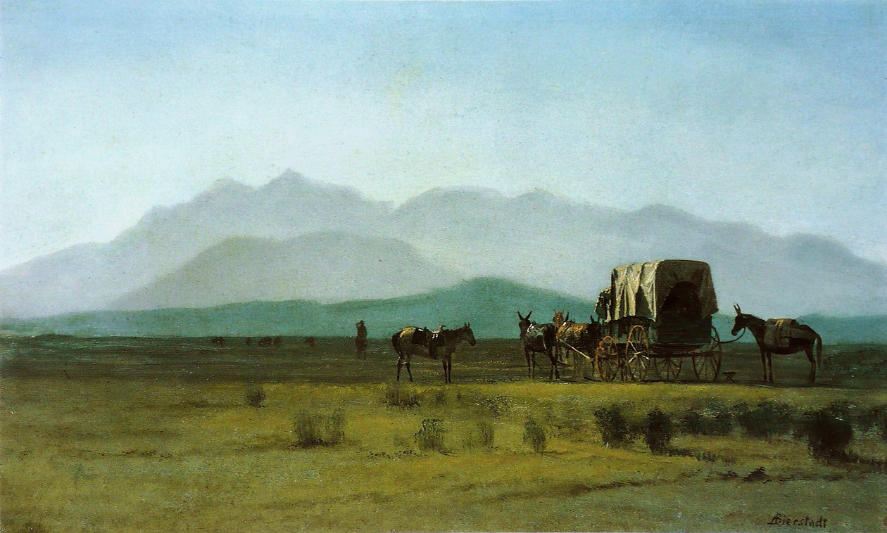 Carro de topógrafos en las Rocosas de Albert Bierstadt