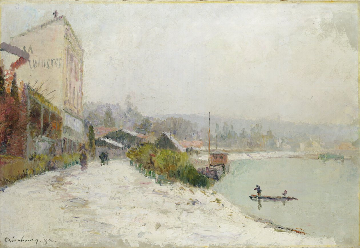 Le Seine au Bas-Meudon, Tiempo de nieve de Albert Charles Lebourg
