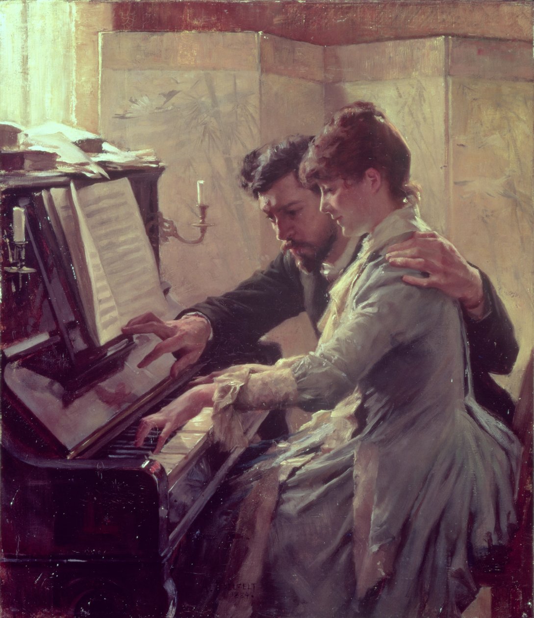 En el piano de Albert Gustaf Aristides Edelfelt