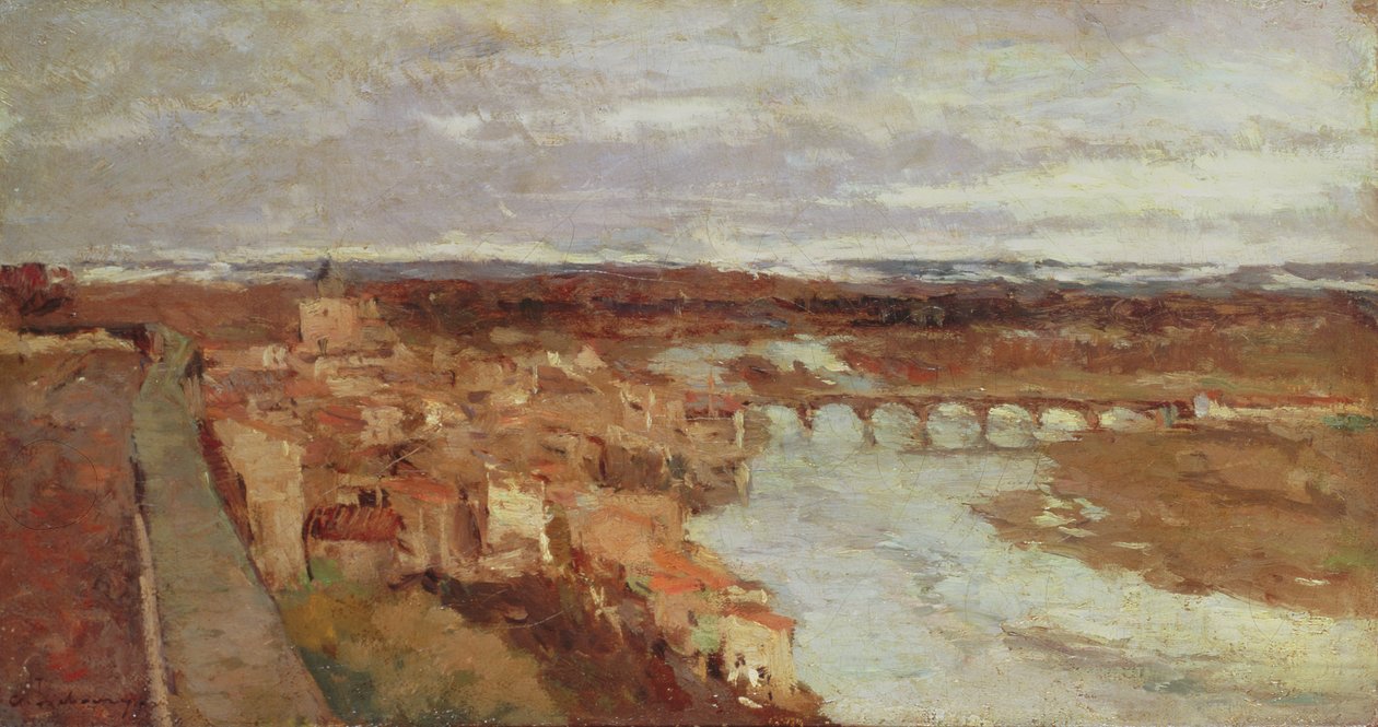 Vista de la ciudad de Pont-du-Chateau, c.1895 de Albert Charles Lebourg