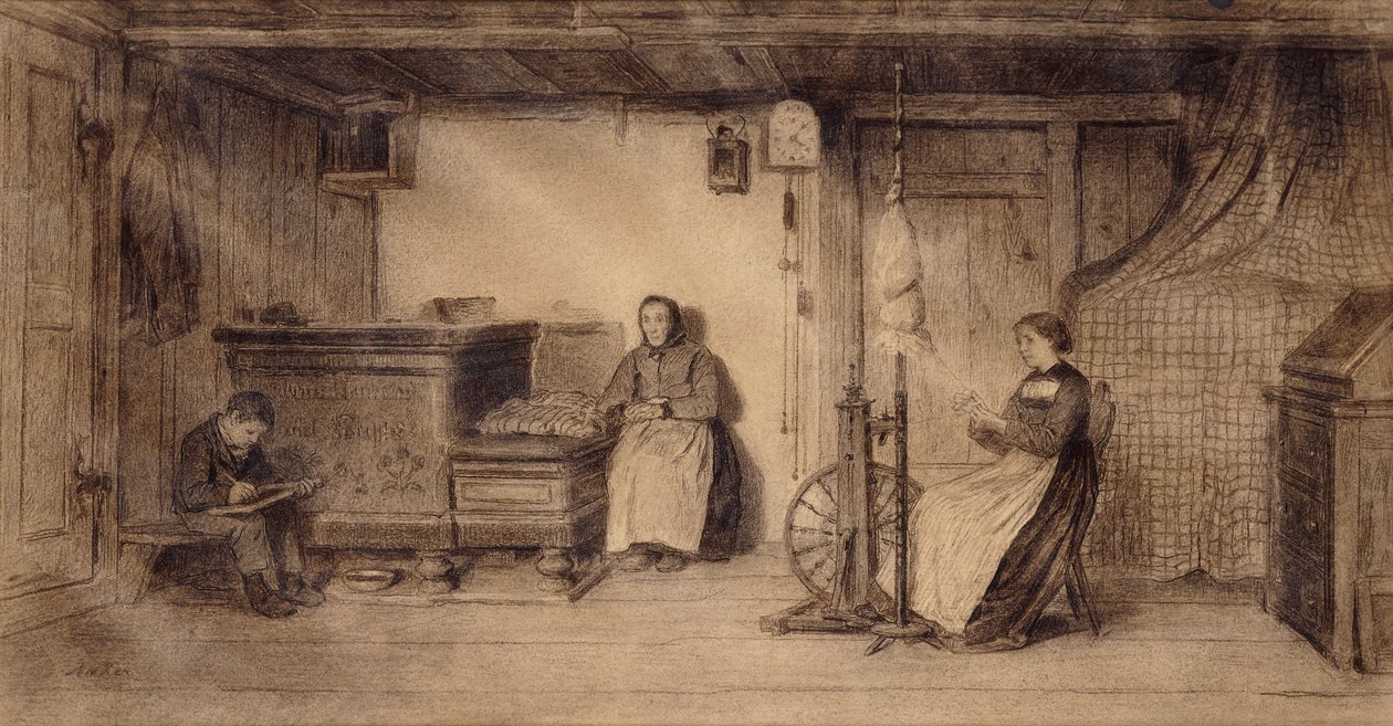 En el salón de la granja de Albert Anker