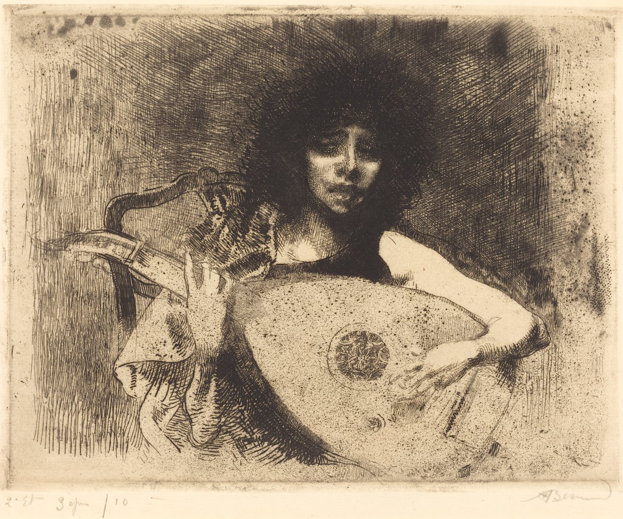 La tocadora de laúd de Albert Besnard