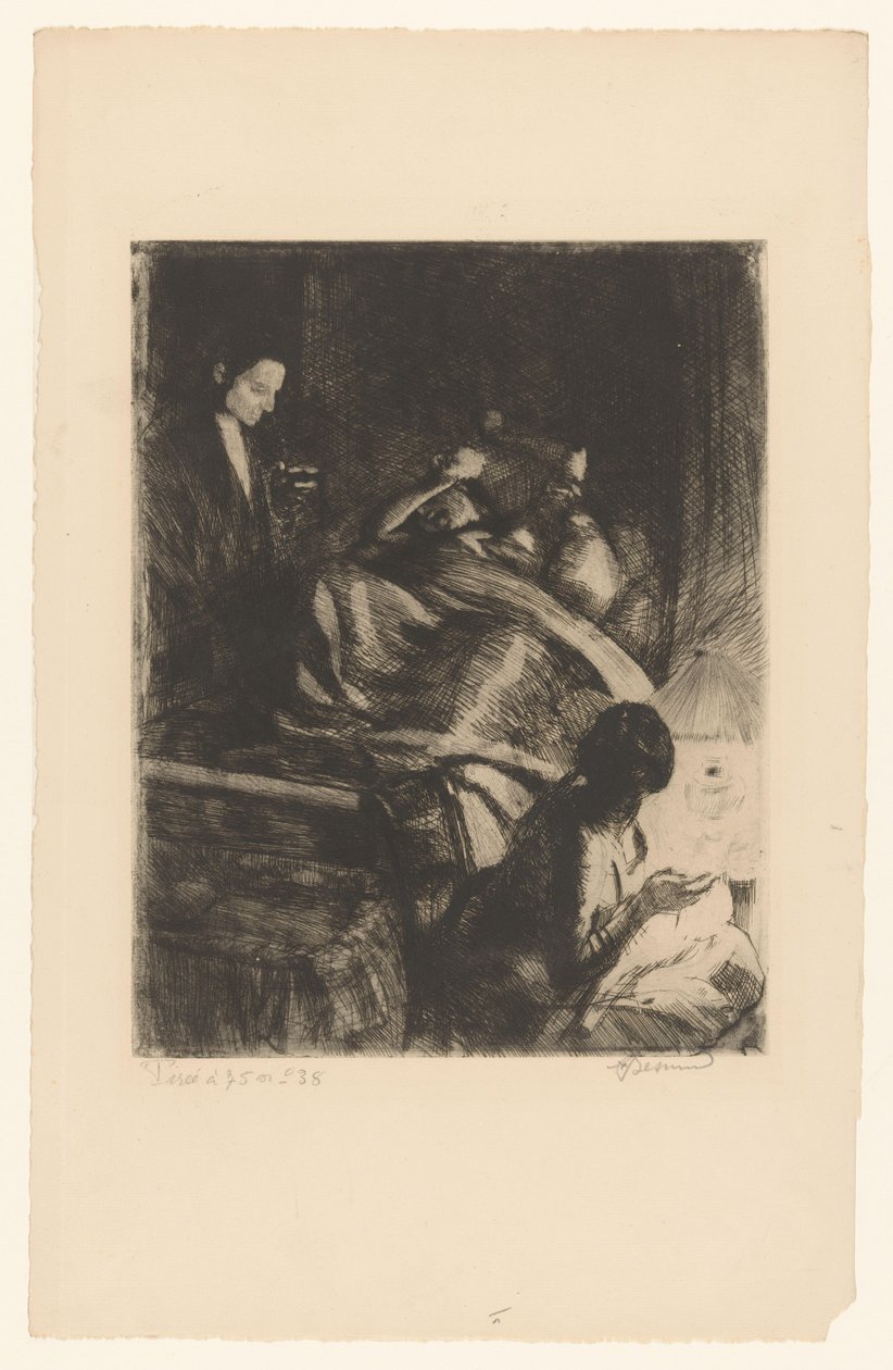 Mujer en cama de niño de Albert Besnard