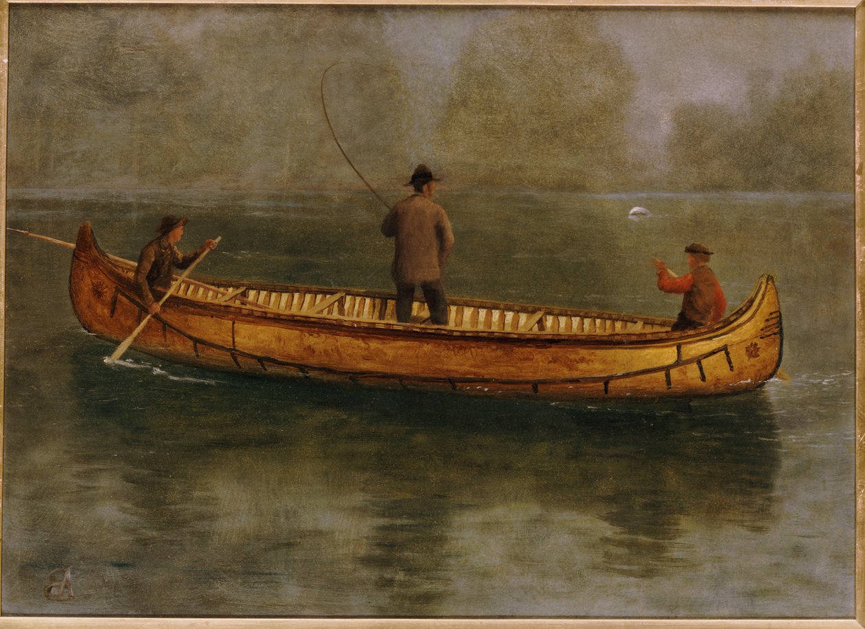Pescando desde una canoa de Albert Bierstadt