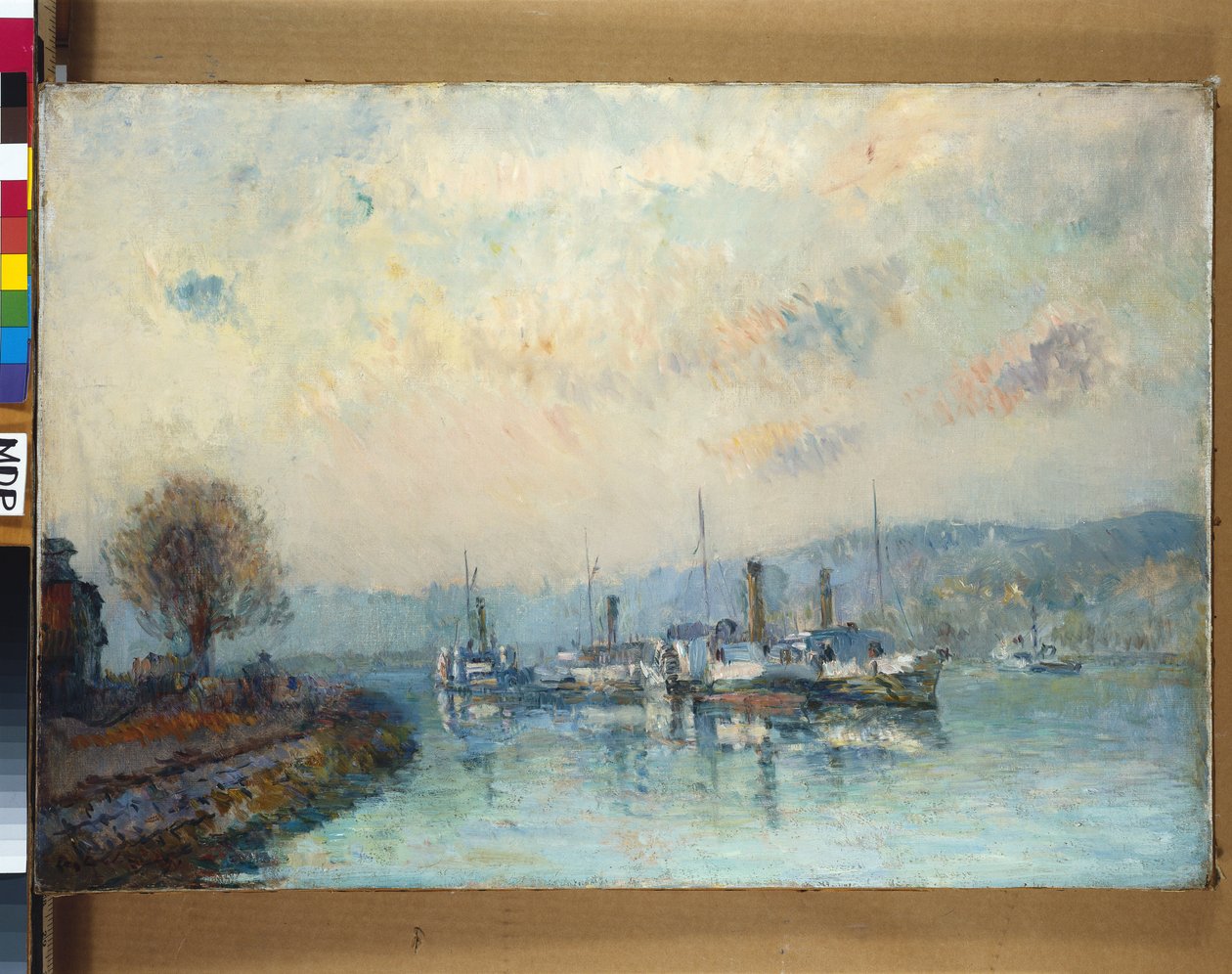 Desde la casa de botes, las afueras de Rouen de Albert Charles Lebourg