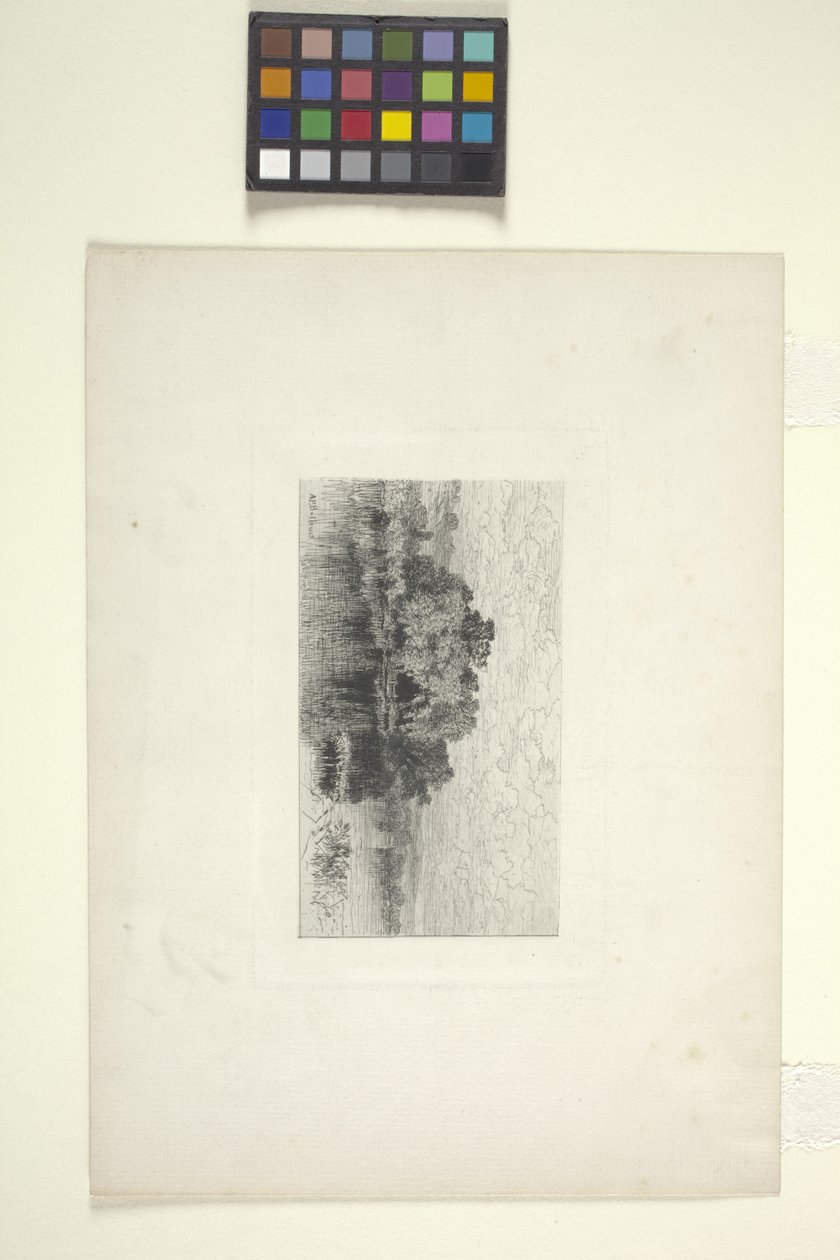 Paisaje con lago (tinta) de Albert Fitch Bellows