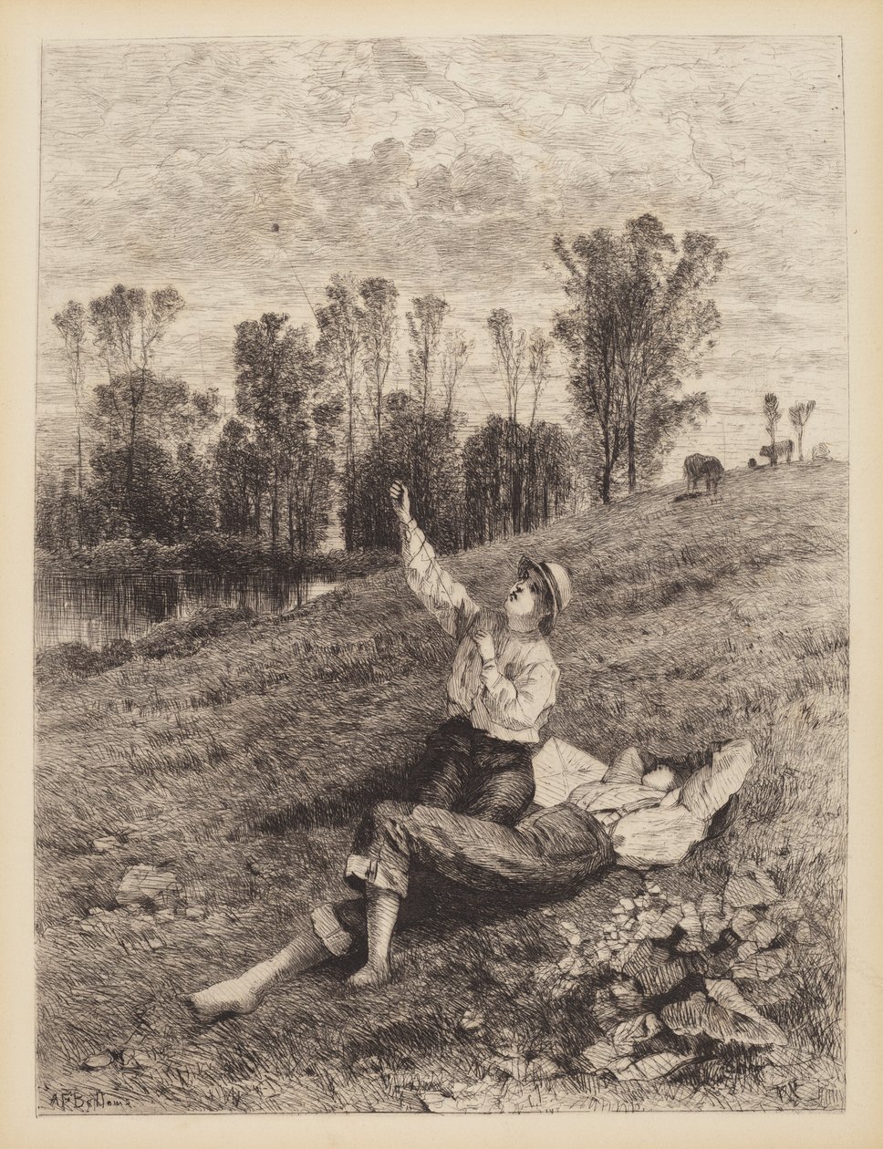 Sin título (Niños volando una cometa) de Albert Fitch Bellows