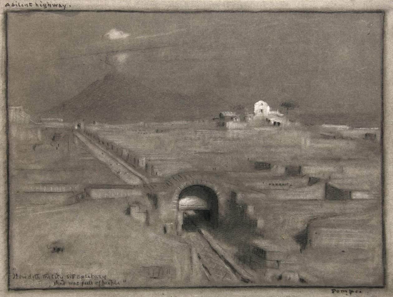 Una carretera silenciosa, Pompeya, c.1904 (acuarela) de Albert Goodwin