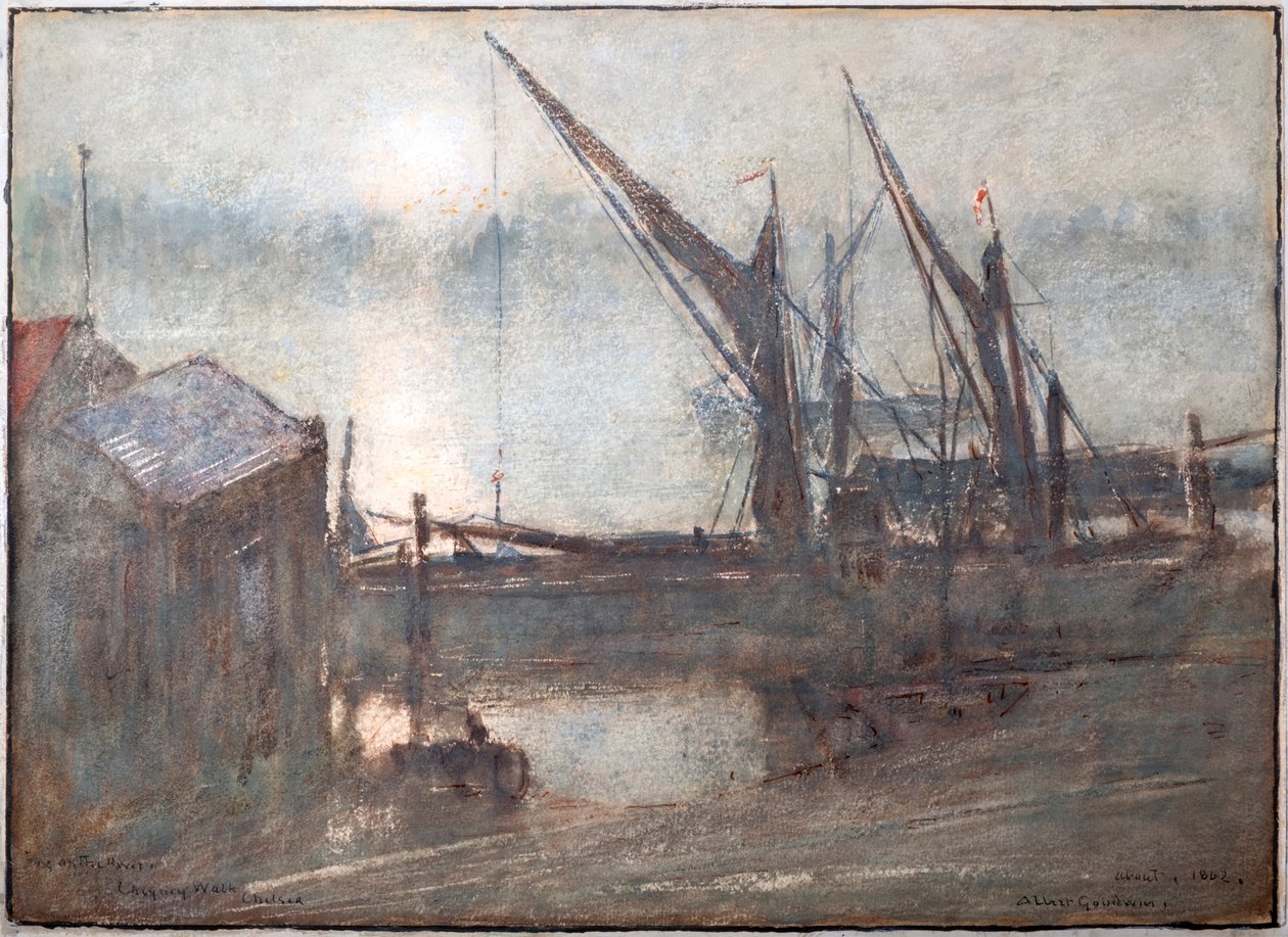 Niebla en el río, Paseo Cheyney, Chelsea de Albert Goodwin
