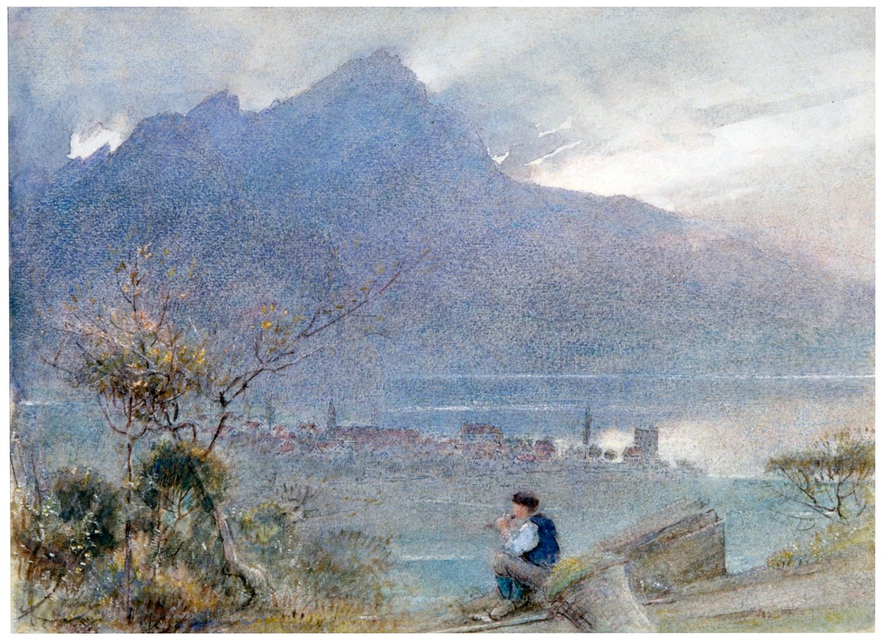 Stansstad y el Pilatus, Suiza, c. 1865-1932 de Albert Goodwin