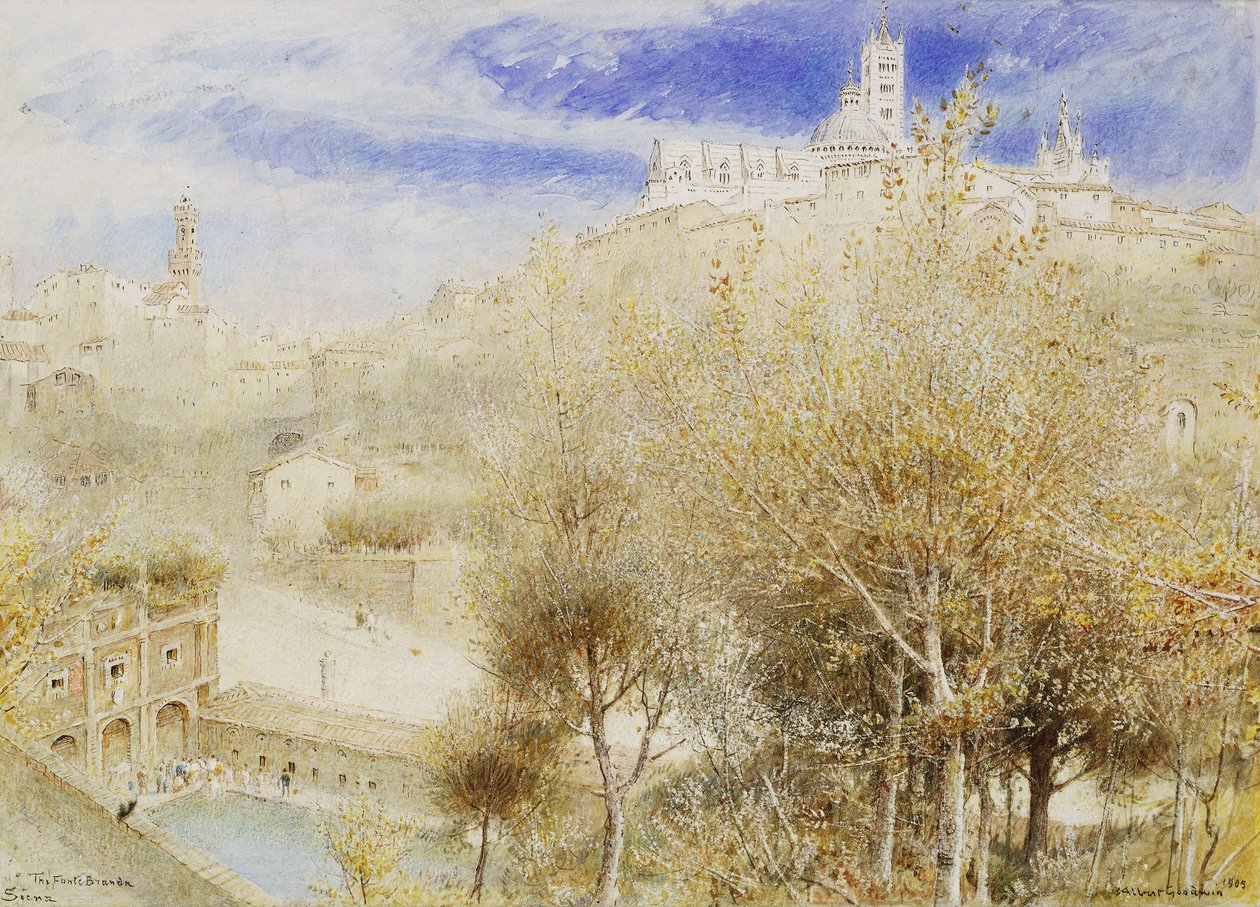 La fuente Branda, Siena, 1905 de Albert Goodwin