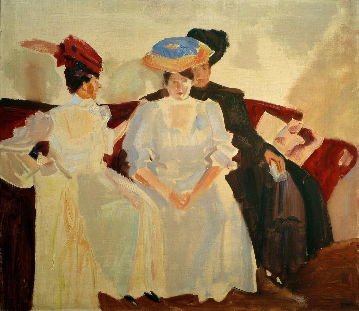 Tres damas en un sofá de Albert Weisgerber