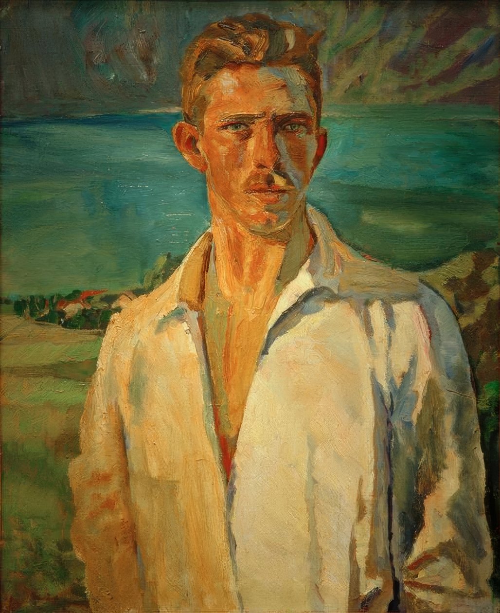 Autorretrato en el Attersee de Albert Weisgerber
