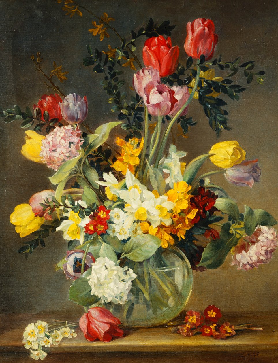 Tulipanes en un jarrón de cristal de Albert Williams