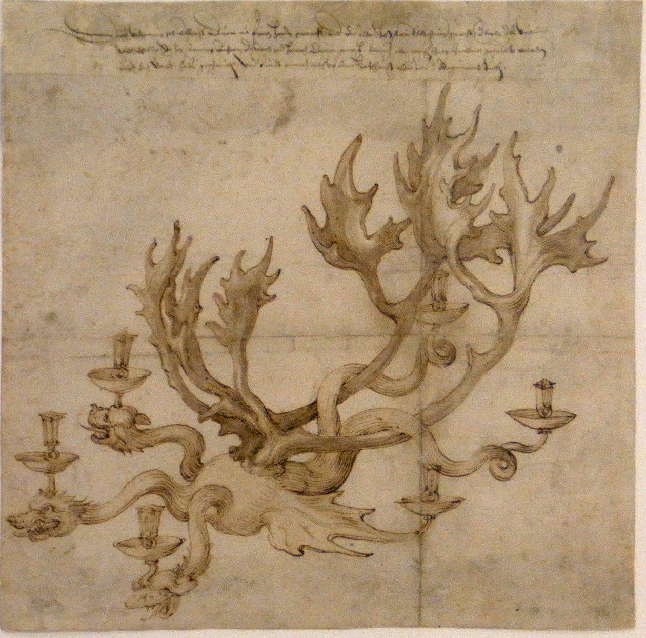 Diseño para un Candelabro de Dragón con Cornamenta de Reno de Albrecht Dürer