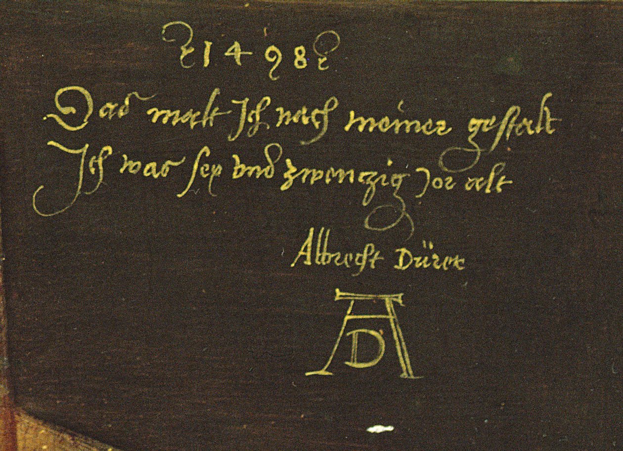 Autorretrato con guantes (detalle) de Albrecht Dürer
