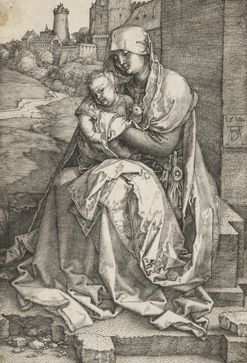 La Virgen sentada junto a un muro de Albrecht Dürer