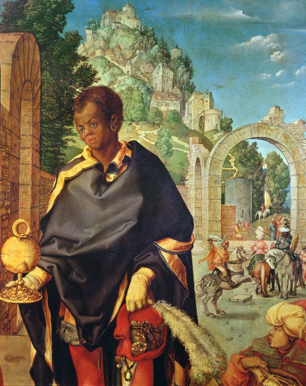 La Adoración de los Magos (detalle de Baltasar) de Albrecht Dürer
