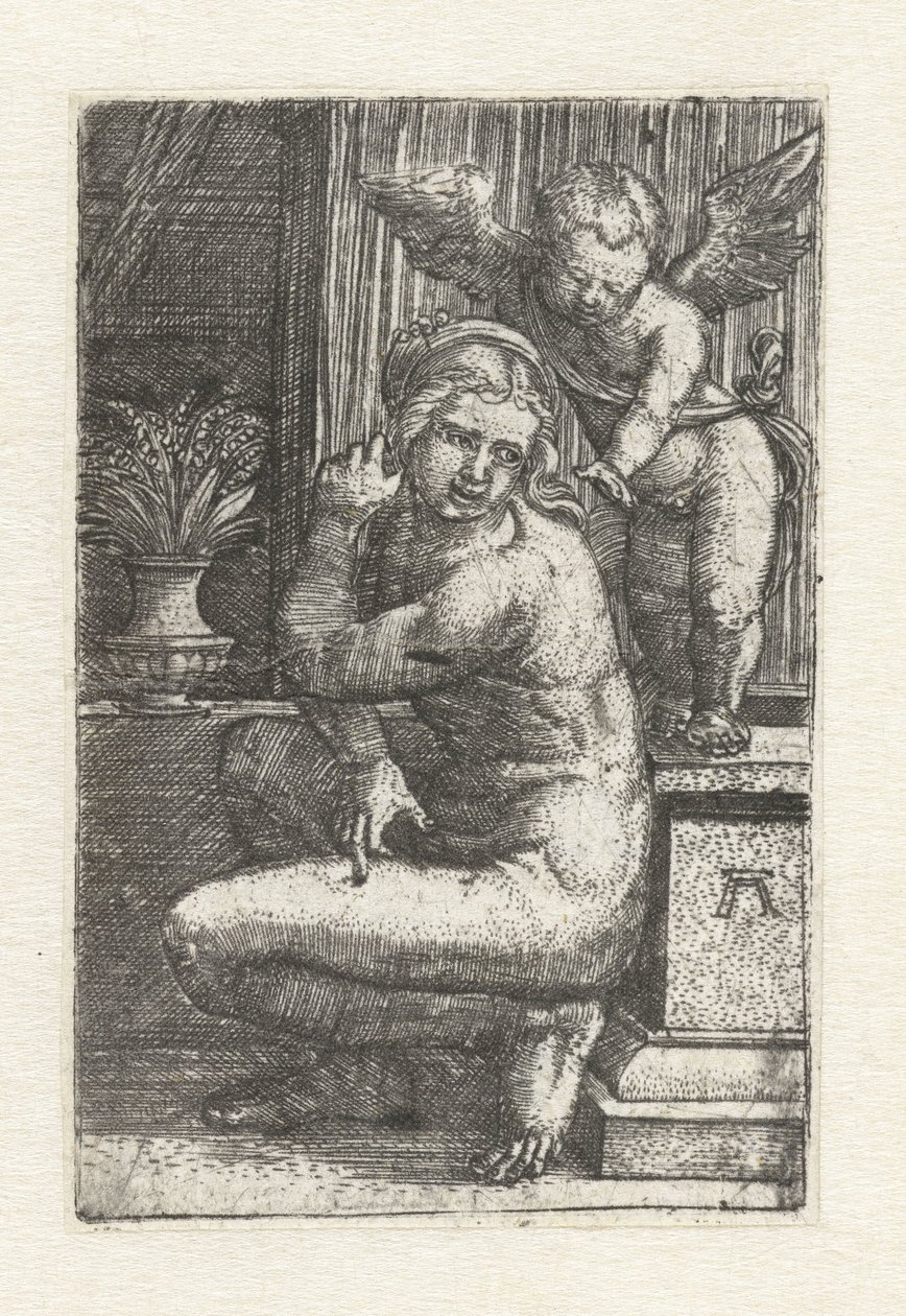 Venus arrodillada con Cupido de Albrecht Altdorfer