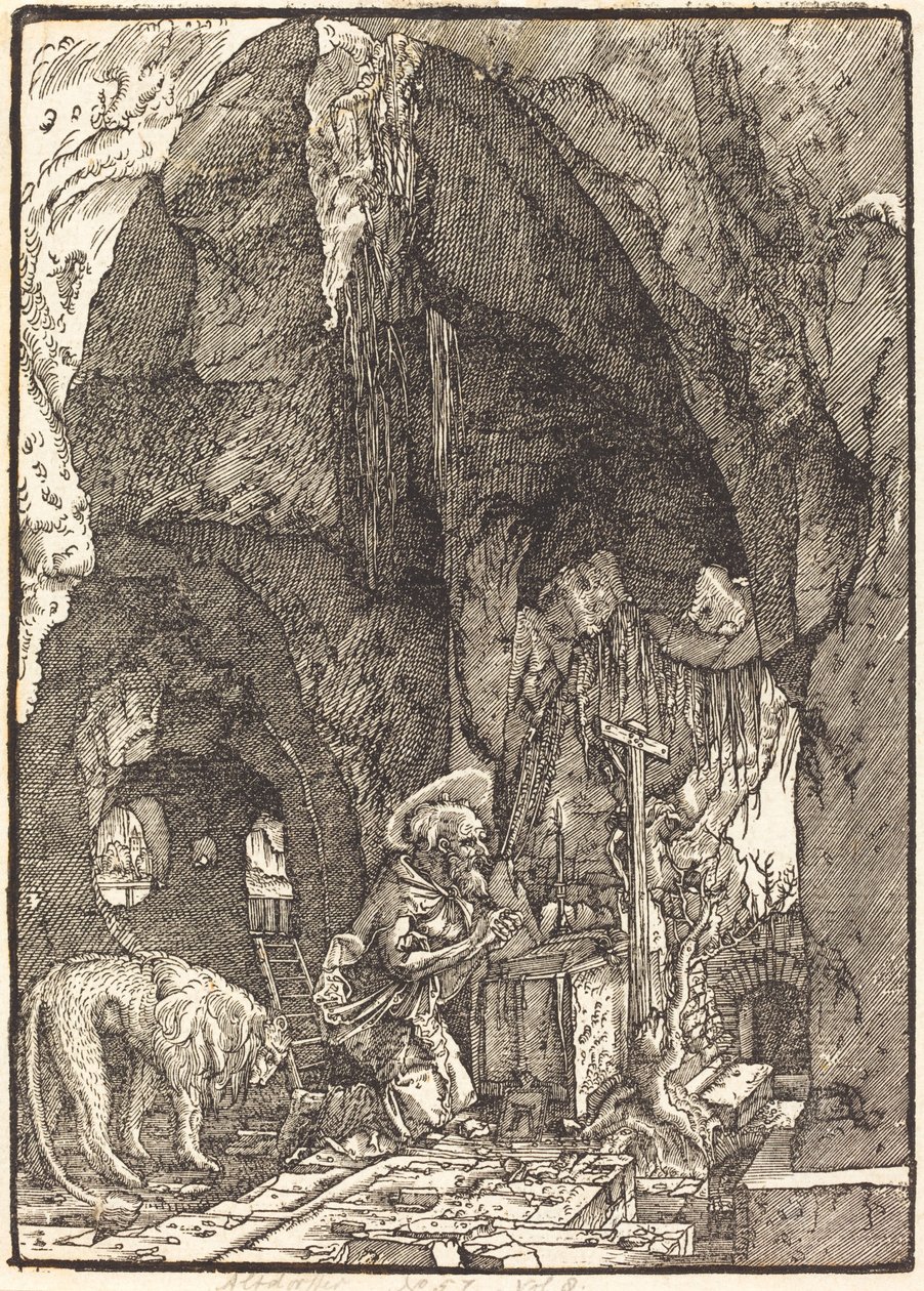 San Jerónimo en una cueva de Albrecht Altdorfer
