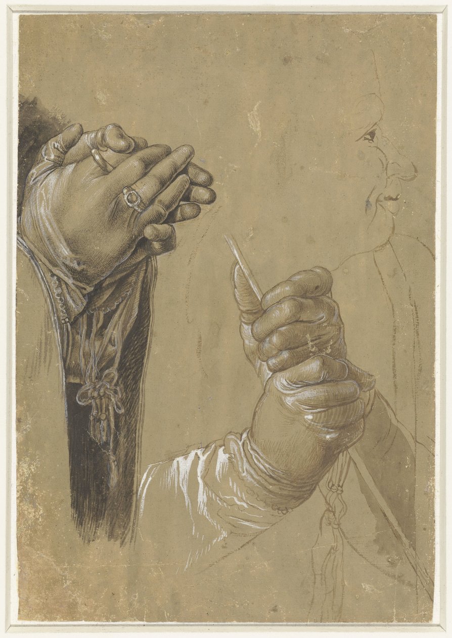Manos y una cabeza de perfil de Albrecht Dürer (possibly)