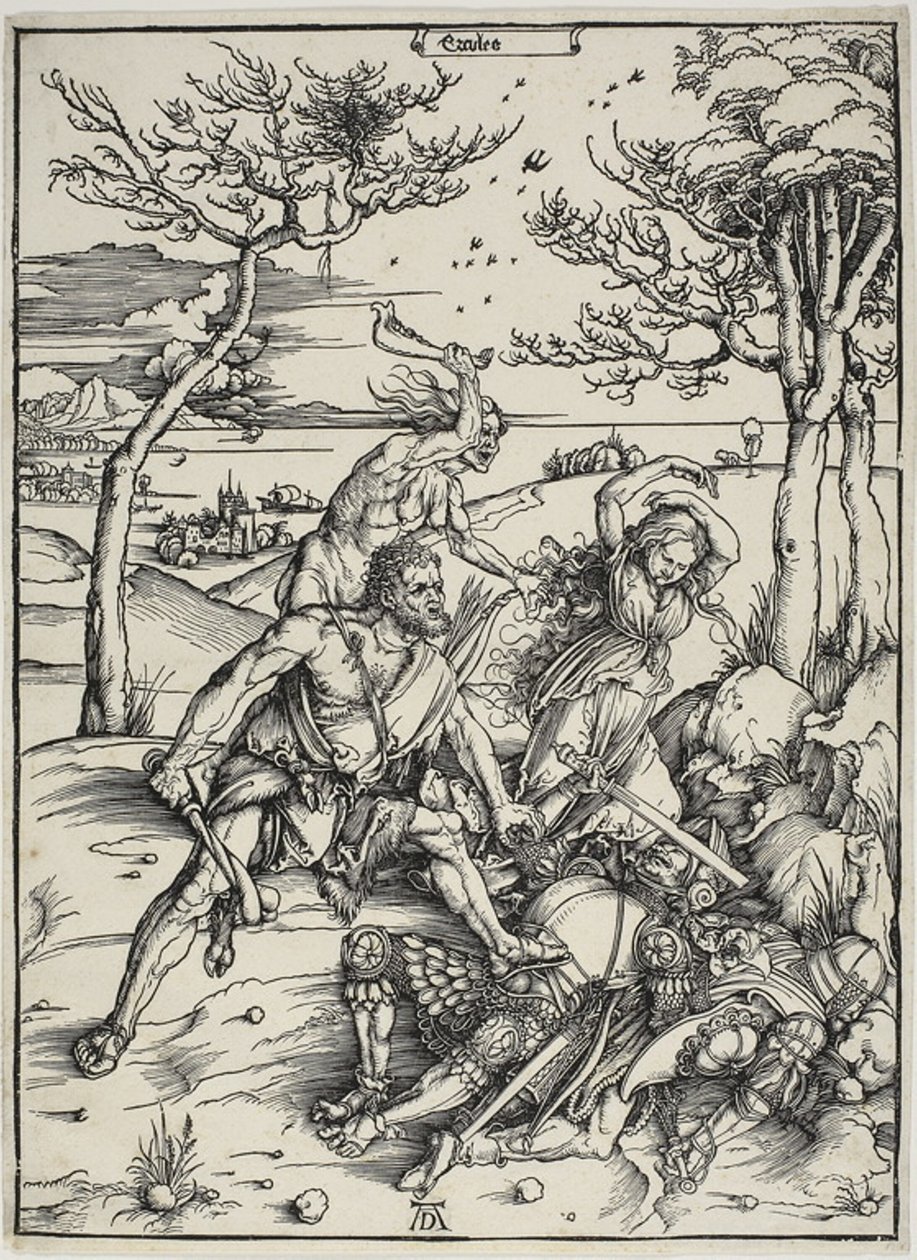 Hércules Conquistando a los Gemelos Moliónides de Albrecht Dürer