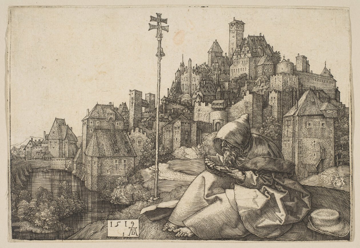 San Antonio leyendo, 1519 de Albrecht Dürer