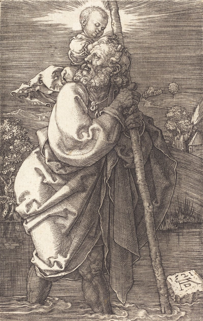 San Cristóbal mirando a la izquierda, 1521 de Albrecht Dürer