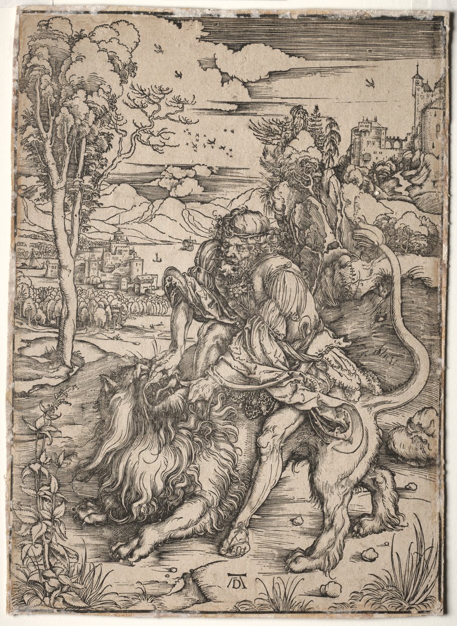Sansón matando al león, c. 1496-1497 de Albrecht Dürer