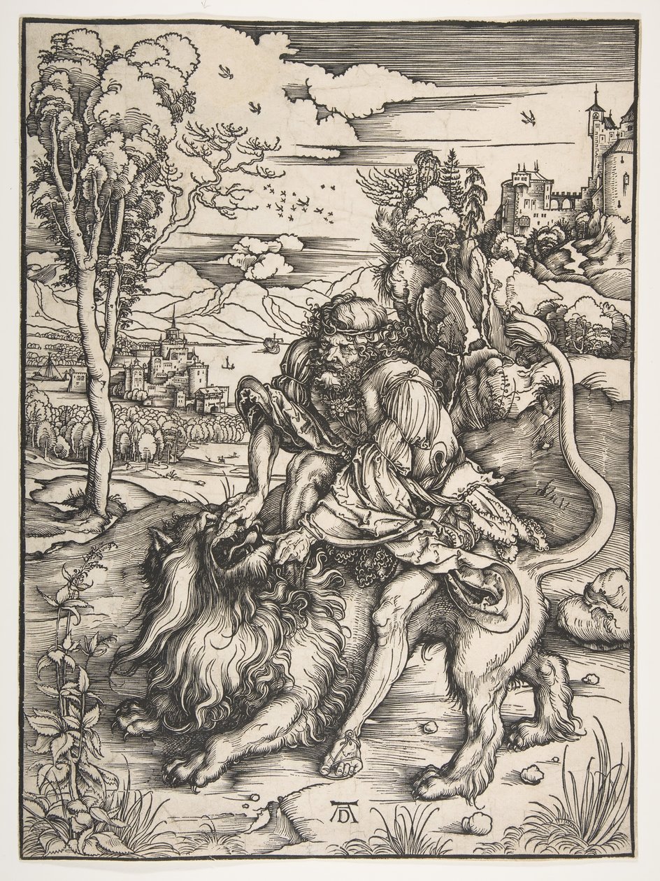 Sansón Desgarrando al León, ca. 1497-98. de Albrecht Dürer