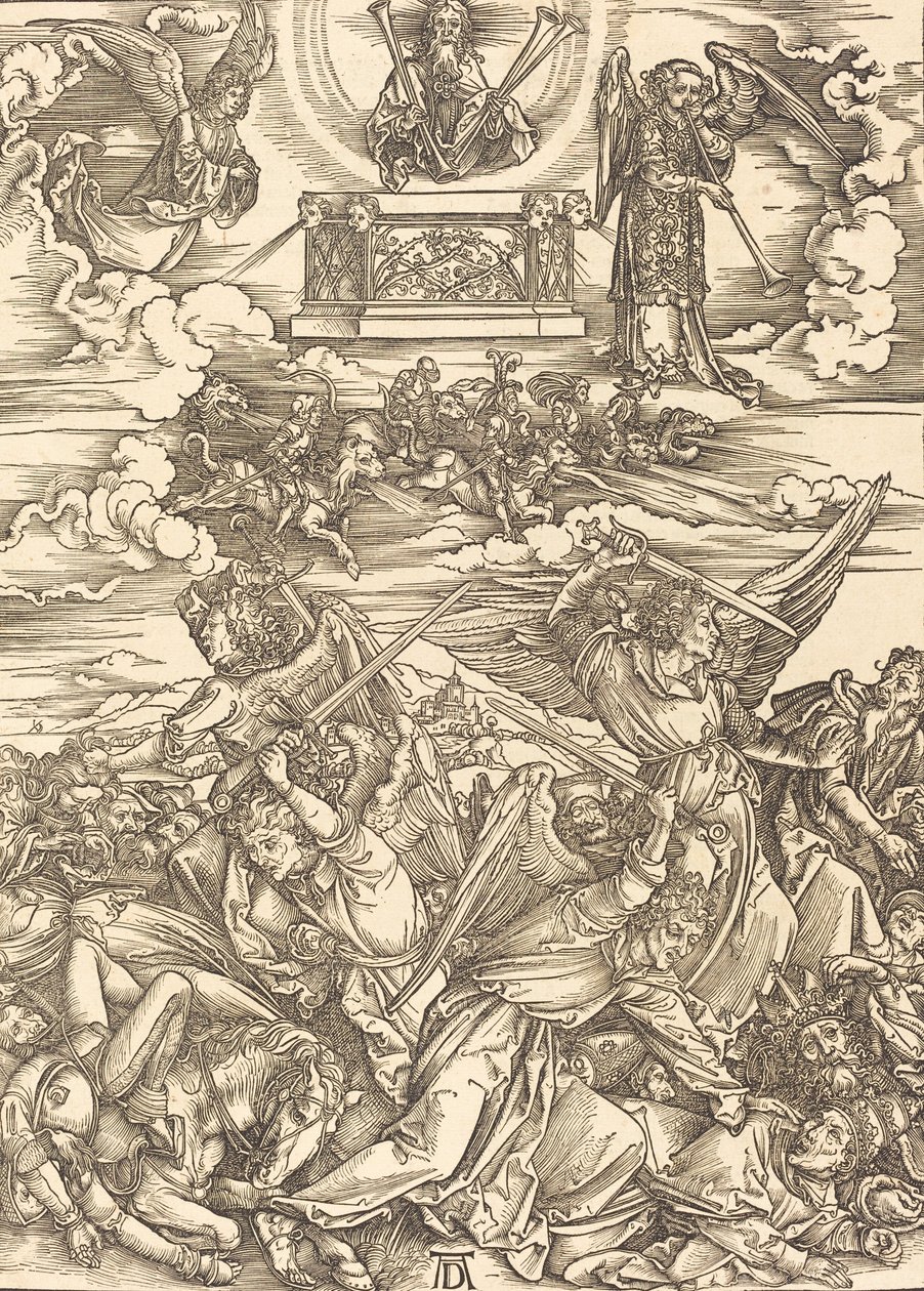 Los cuatro ángeles vengadores, 1498 de Albrecht Dürer