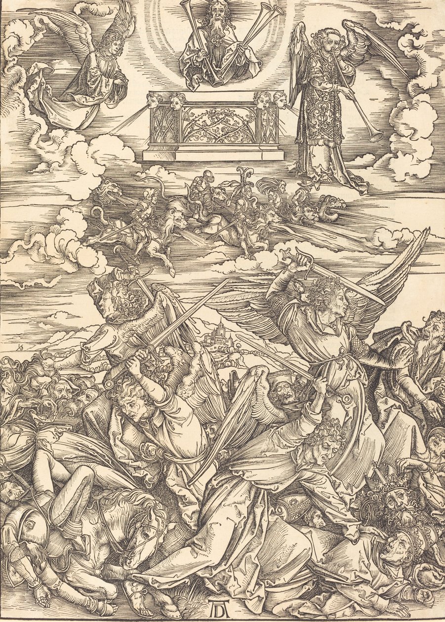 Los Cuatro Ángeles Vengadores, probablemente c. 1496-1498 de Albrecht Dürer