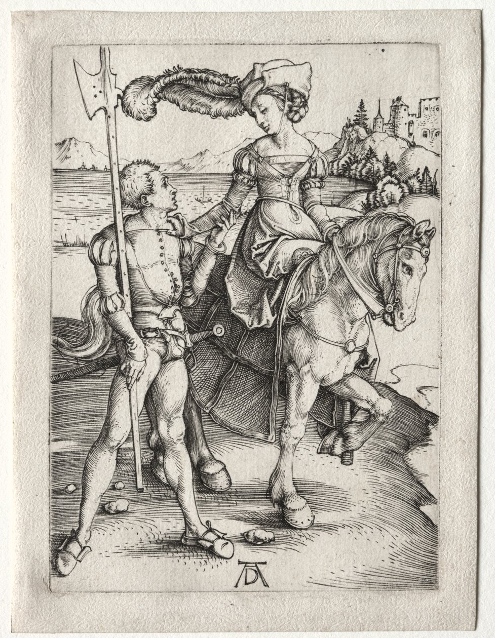 La dama montando y el lansquenete de Albrecht Dürer