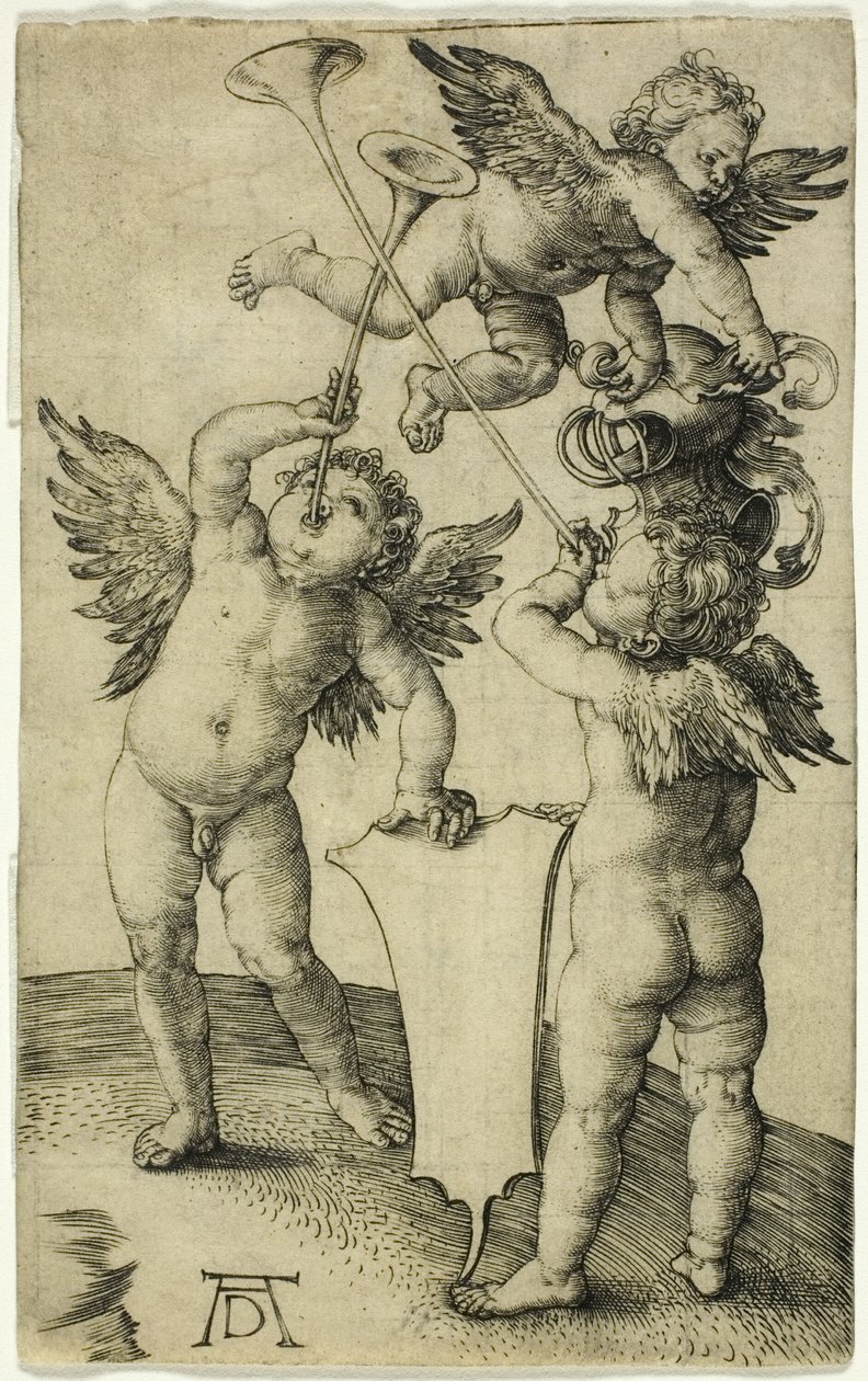 Tres Putti con Escudo y Casco de Albrecht Dürer