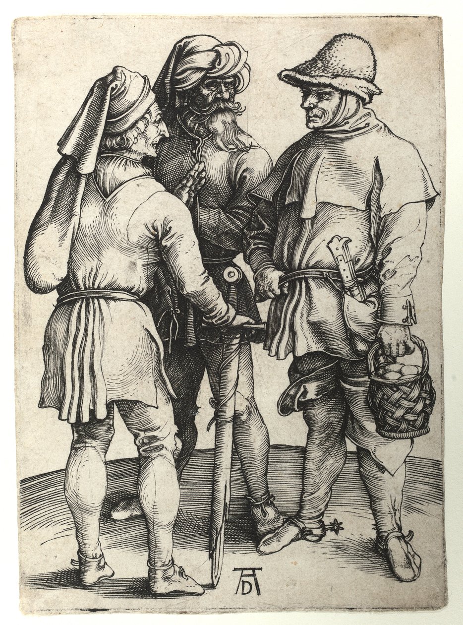 Tres aldeanos en conversación, c.1497 de Albrecht Dürer