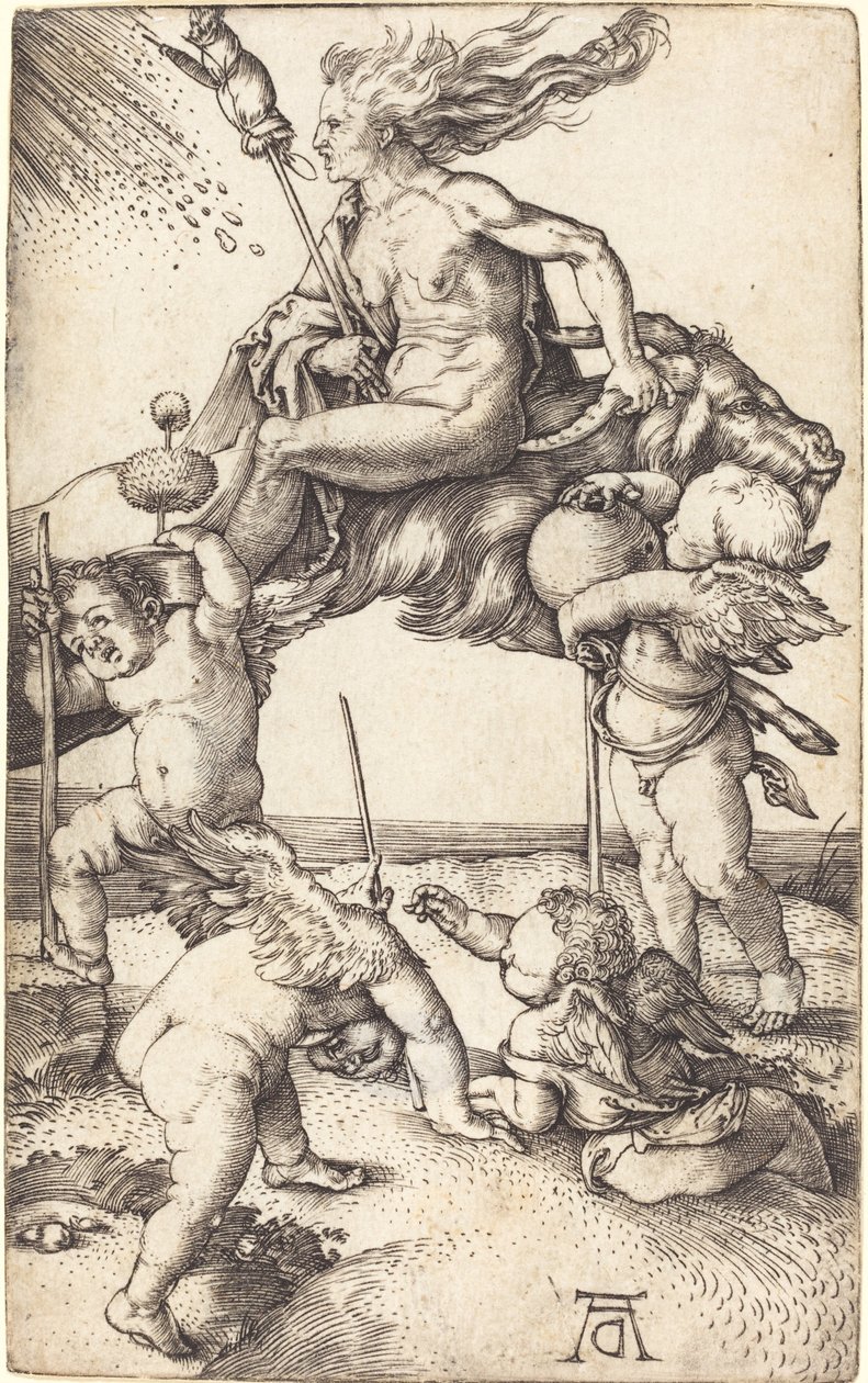 Bruja montada en una cabra de Albrecht Dürer