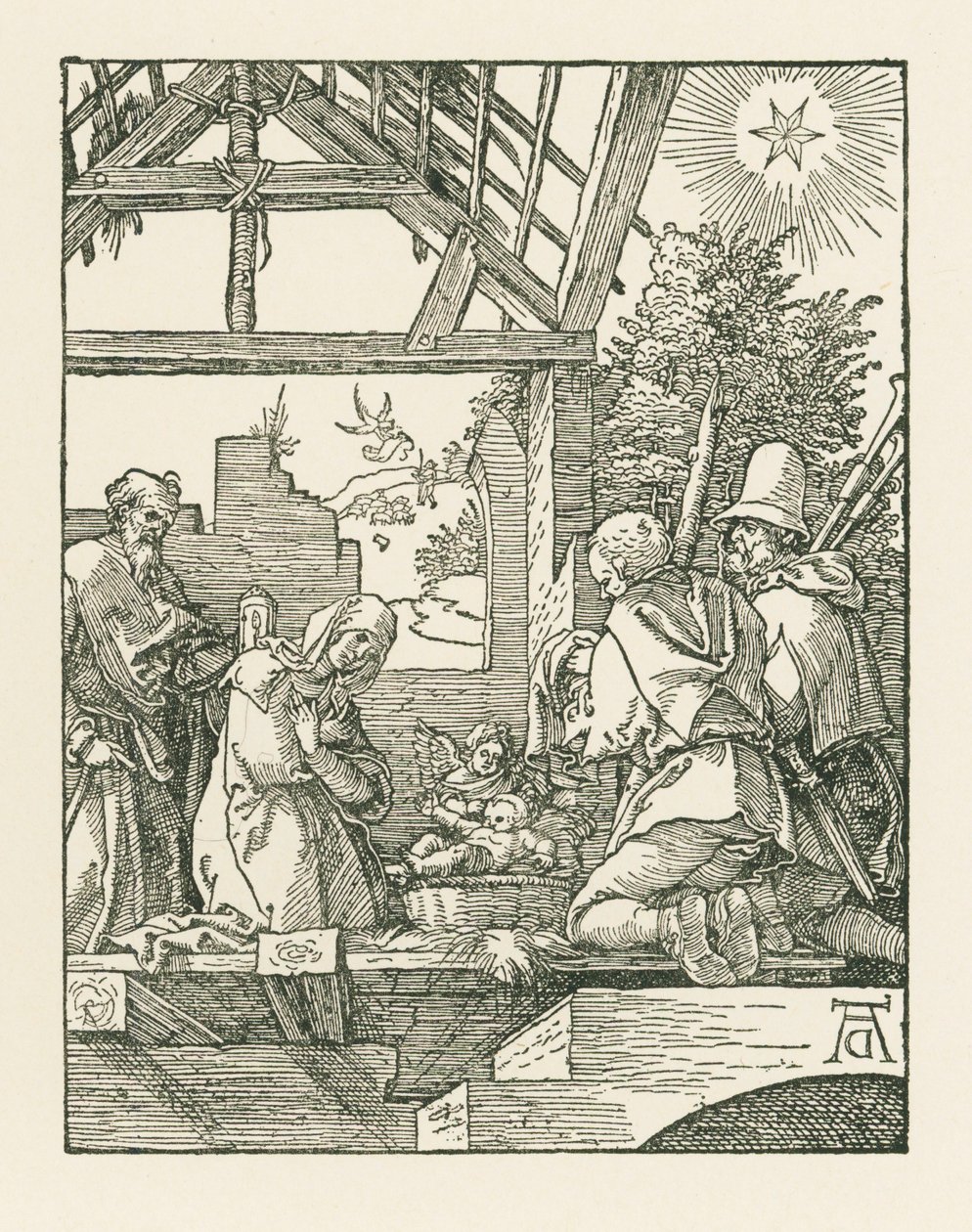 La Natividad, c.1510 (xilografía) de Albrecht Dürer or Duerer