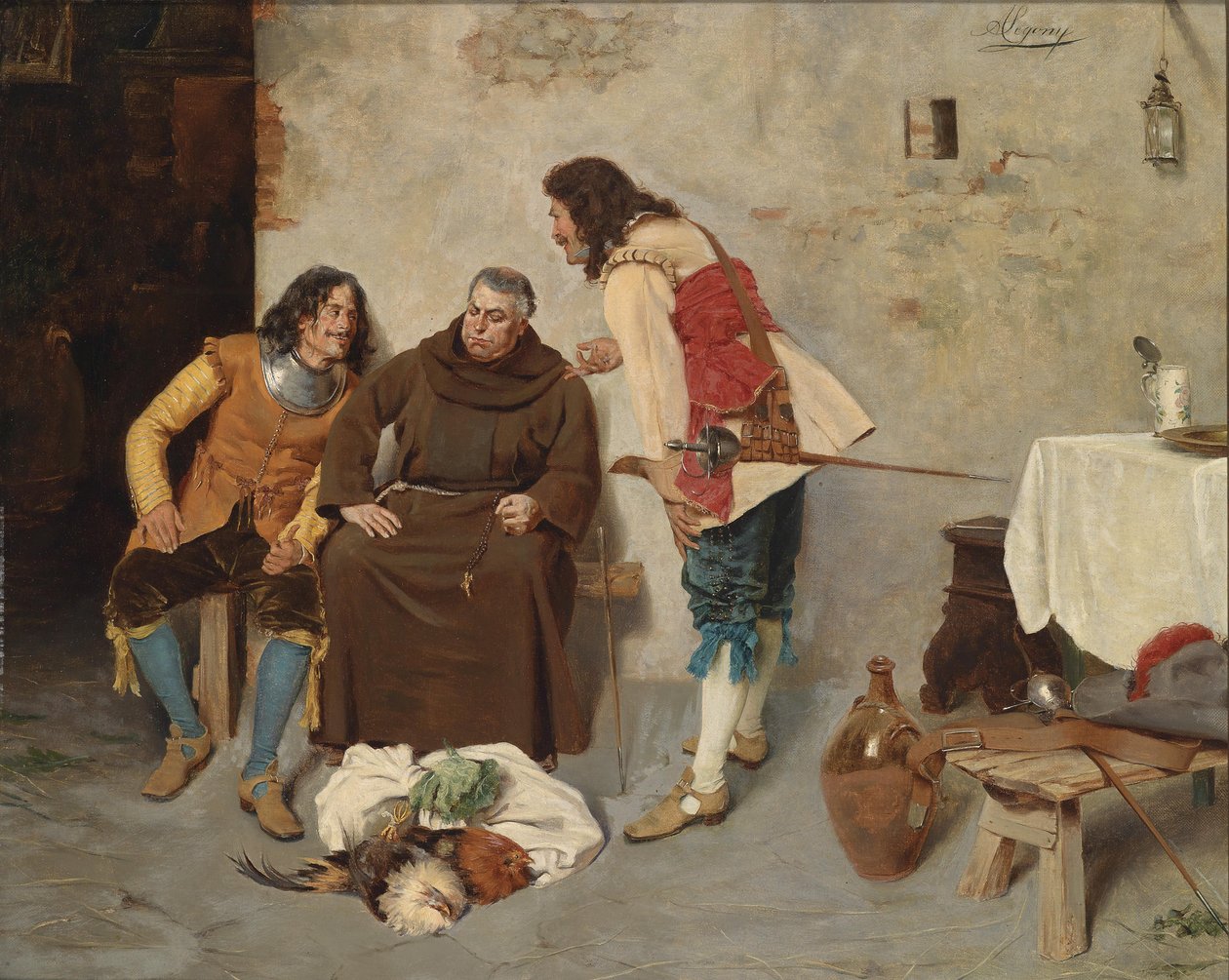 Padre con lansquenetes conversando de Alcide Segoni