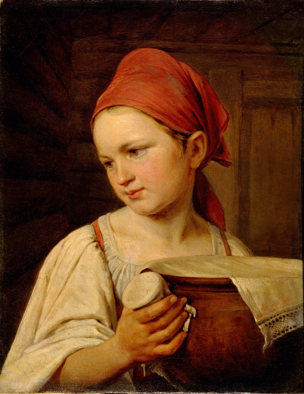 Lechera, 1820 de Aleksei Gavrilovich Venetsianov